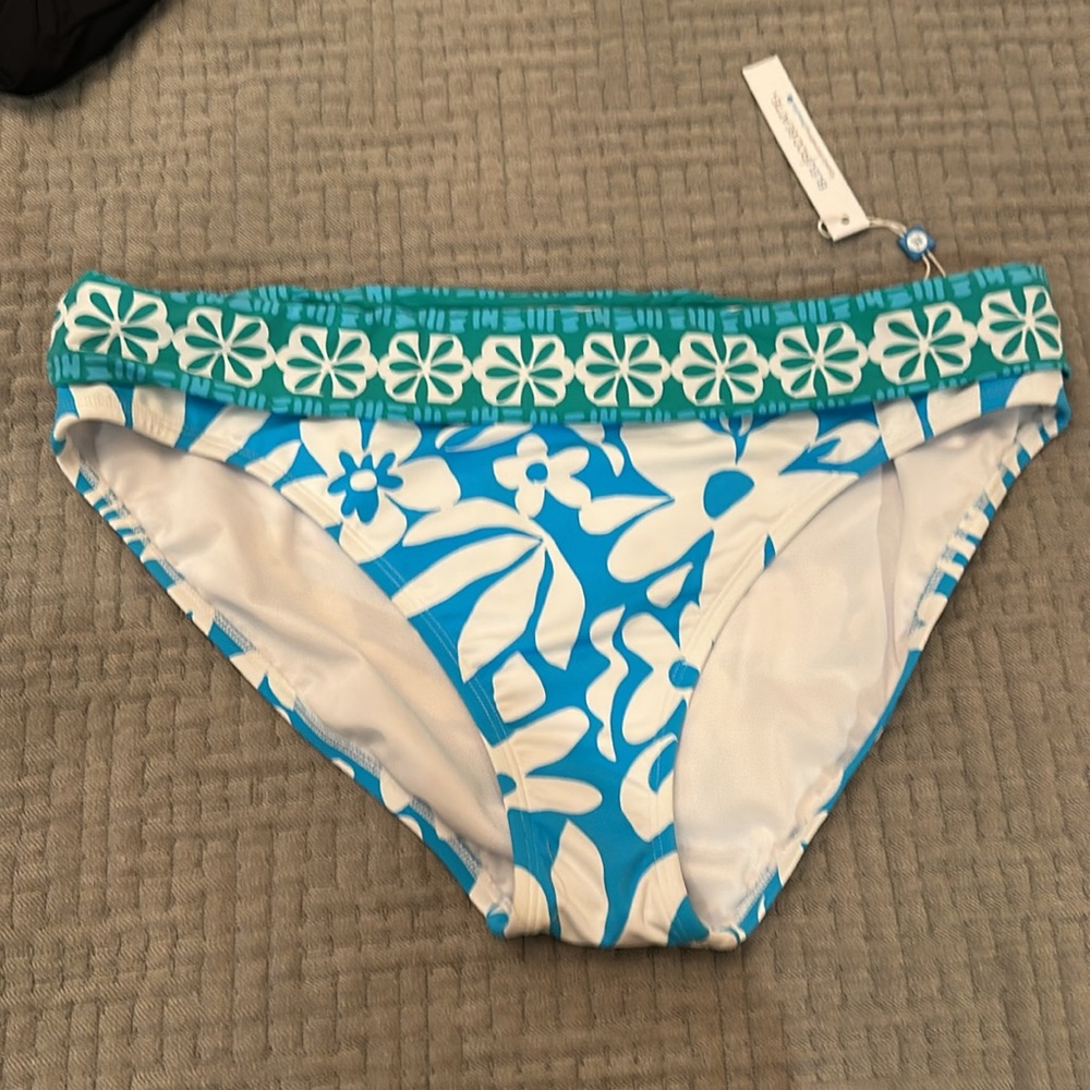 Blue Floral Bikini Bottom by Bleu Rod Beattie Size 14
